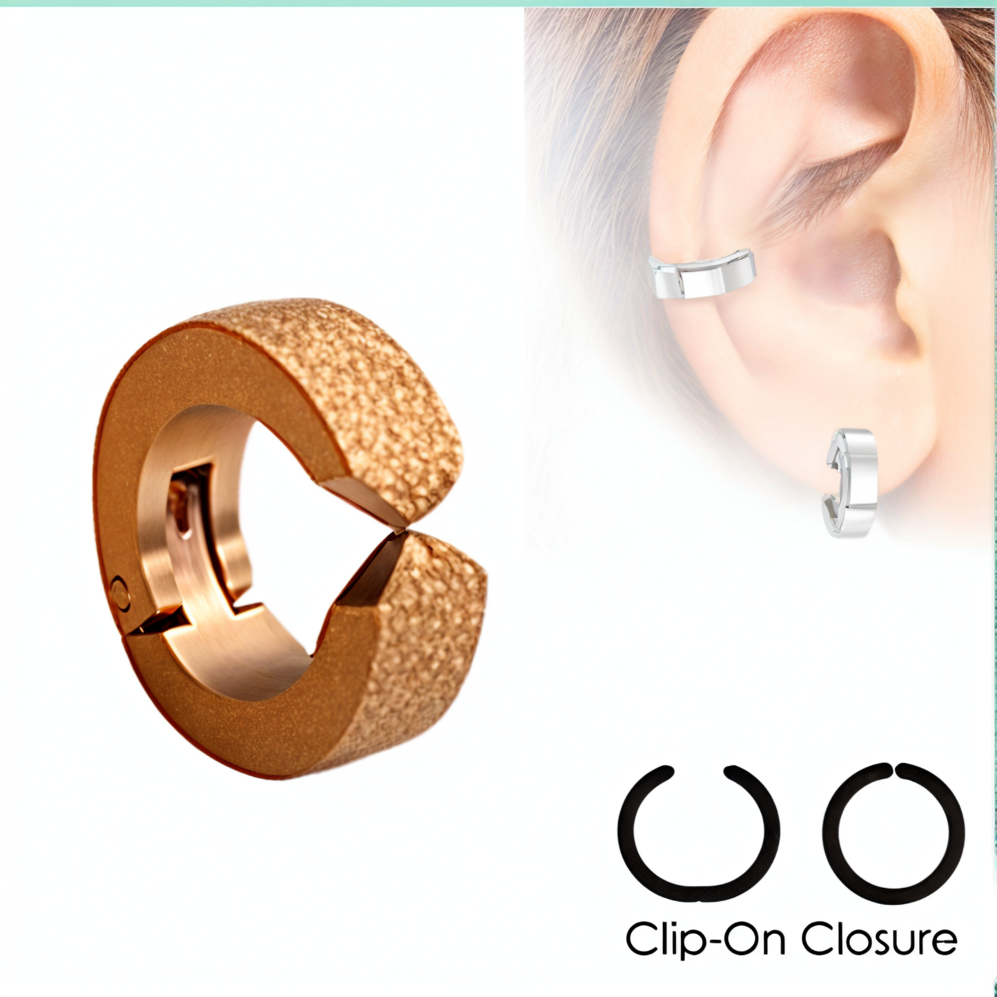 Stainless Steel frosted clip on Pair of Earrings C300
