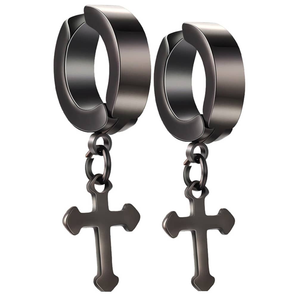 Stainless Steel  Cross clip on Pair of Earrings C302