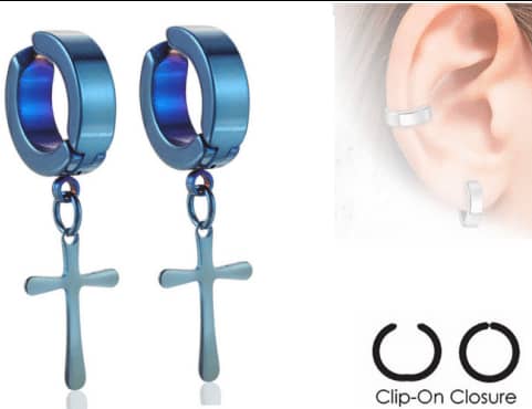 blue clip on earring