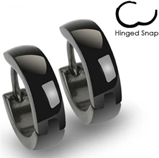 black stainless steel ARC hoop earrings