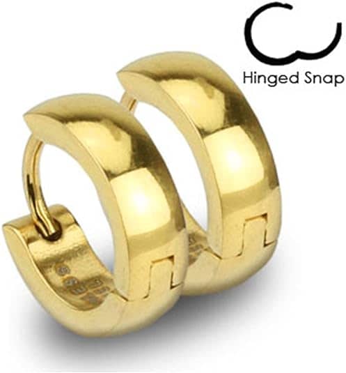 Golden stainless steel ARC hoop earrings