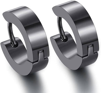 black stainless steel hoop earrings