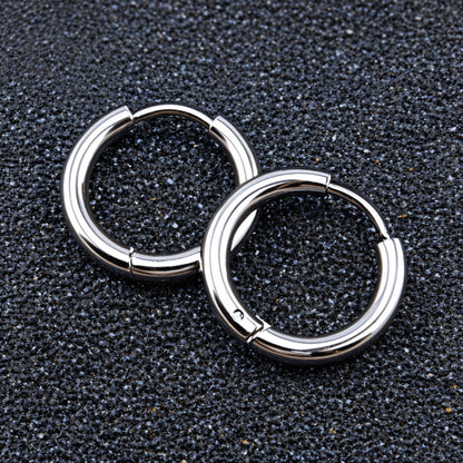 Stainless Steel Unisex Hoop Earrings in multiple sizes