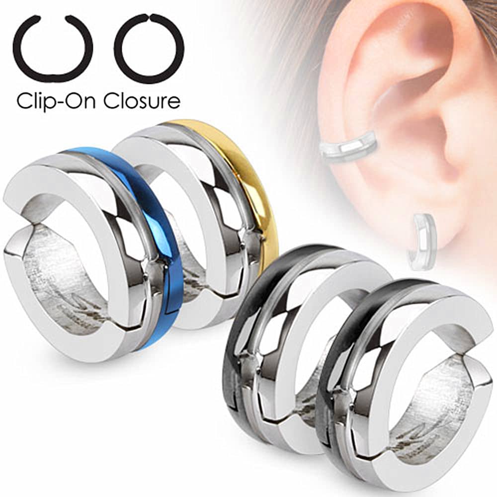 stainless steel round color edge clip on earrings